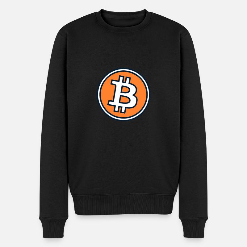 Orange Bitcoin Logo - Männer Premium Bio Pullover - Schwarz