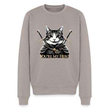 Kittypool – The Mercenary - Men's Premium Organic Jumper - taupe - Front - Nico (187cm)