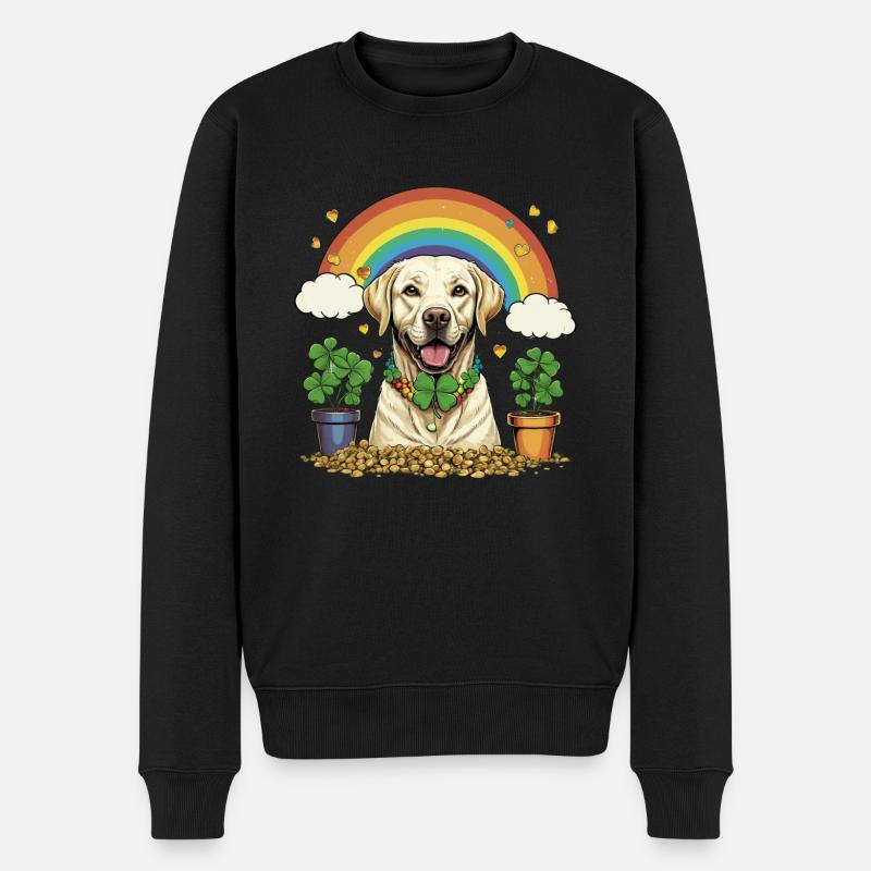 Clover St. Patrick's Day Labrador - Männer Premium Bio Pullover - Schwarz