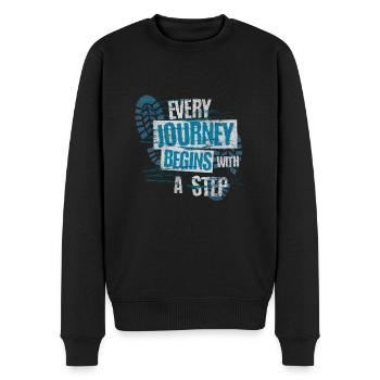 Le voyage commence Citation positive du voyageur - Pull Premium bio Homme - noir - Devant - Nico (187cm)