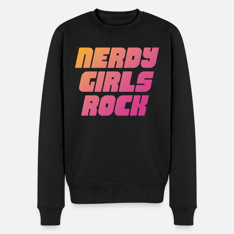 Nerdy Girls Rock - Männer Premium Bio Pullover - Schwarz