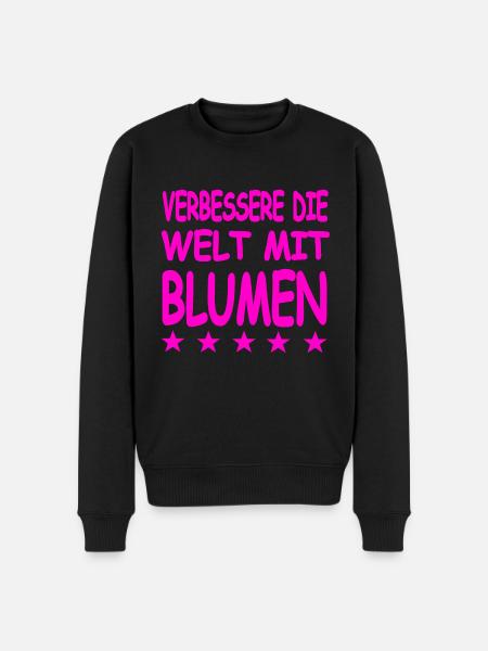 Blumen - Männer Premium Bio Pullover - Schwarz