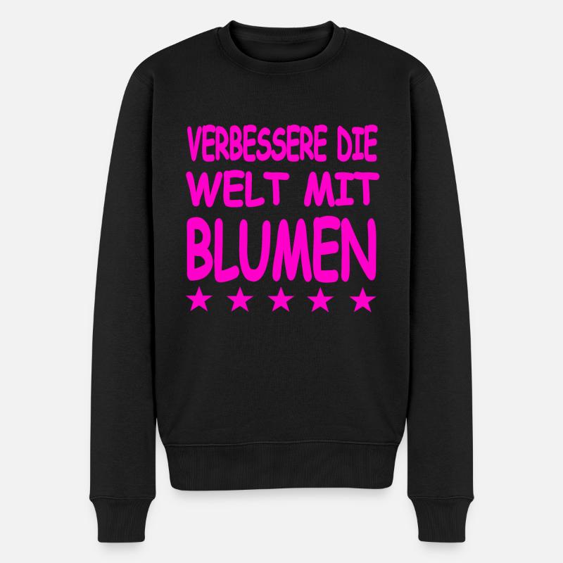 Blumen - Männer Premium Bio Pullover - Schwarz