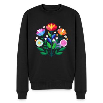 subtle bi pride flowers - Men's Premium Organic Jumper - black - Front - Nico (187cm)
