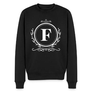 Buchstabe F Dekoration - Männer Premium Bio Pullover - Schwarz - Vorne - Nico (187cm)