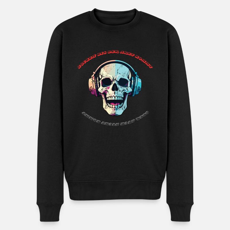 Kopfhörer Schädelfarben – bunte Streetwear - Männer Premium Bio Pullover - Schwarz