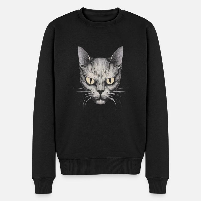 Gesicht Katze - Männer Premium Bio Pullover - Schwarz