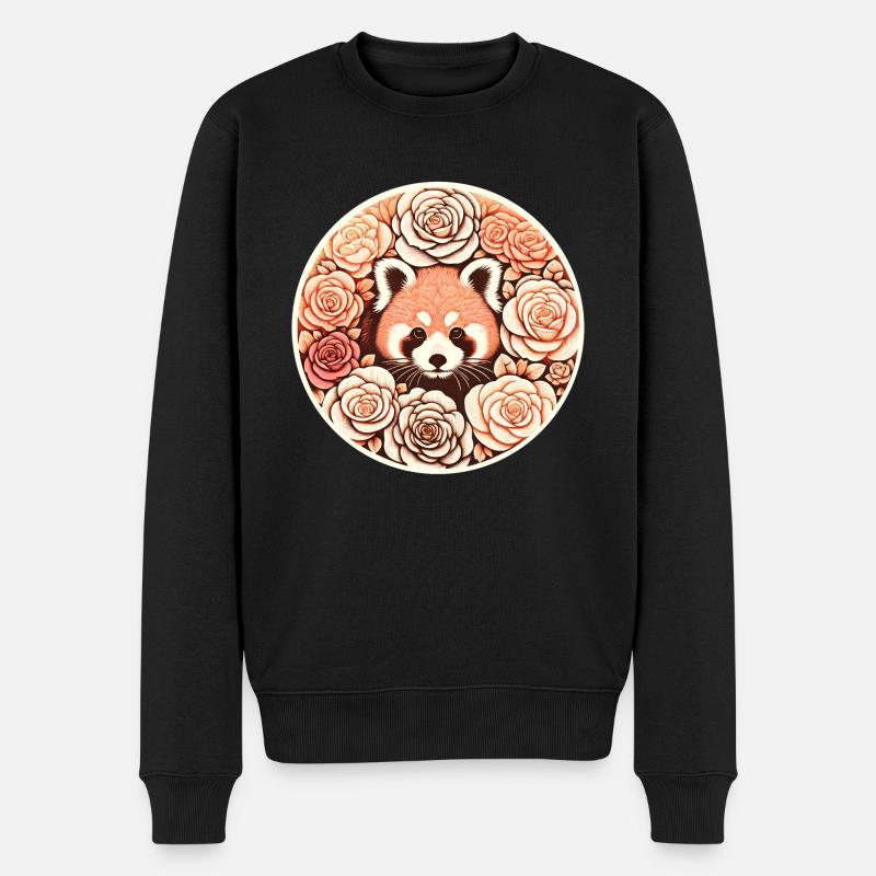 Roter Pandabär - Männer Premium Bio Pullover - Schwarz
