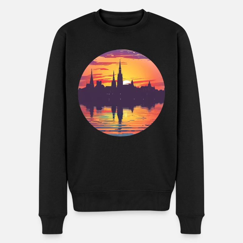 Wiesbaden Skyline - Männer Premium Bio Pullover - Schwarz