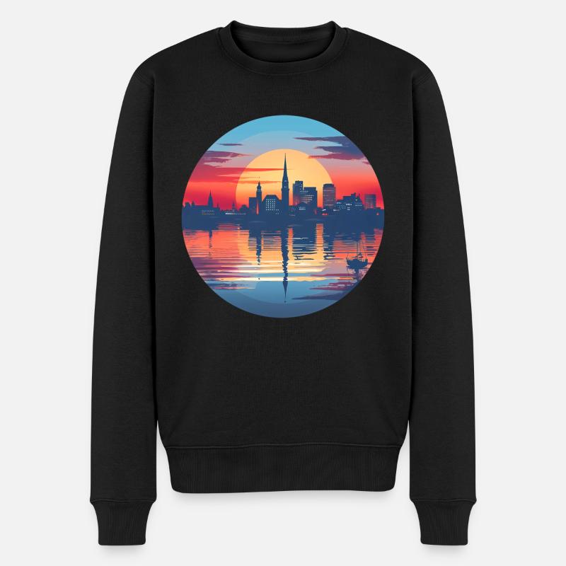 Bremerhaven Skyline - Männer Premium Bio Pullover - Schwarz