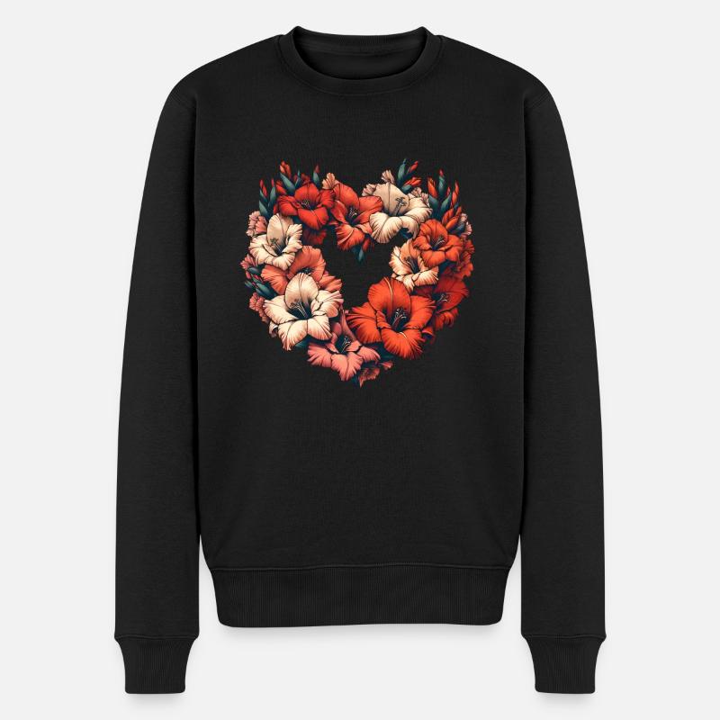Gladiolenblüten - Männer Premium Bio Pullover - Schwarz