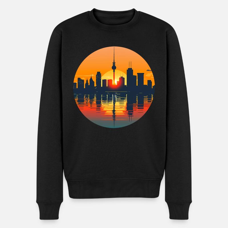 Darmstadt Skyline - Männer Premium Bio Pullover - Schwarz
