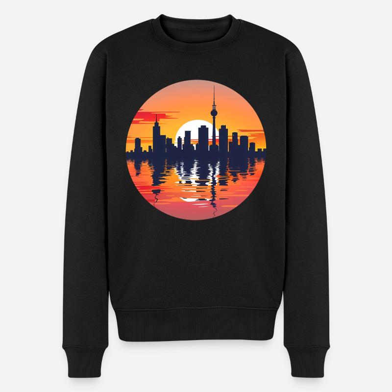Gelsenkirche Skyline - Männer Premium Bio Pullover - Schwarz