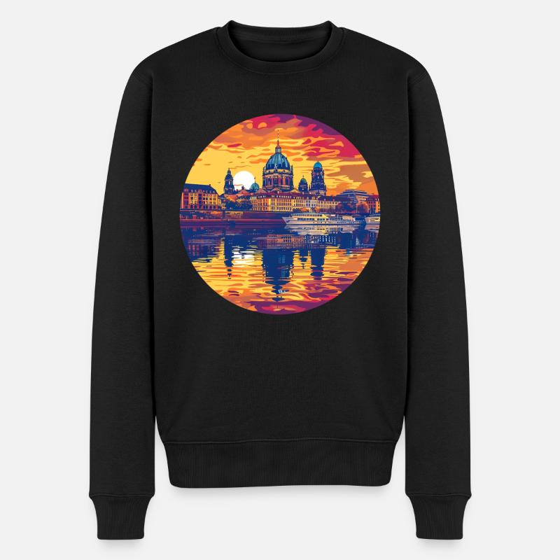 Ligne d’horizon de Dresde - Pull Premium bio Homme - noir