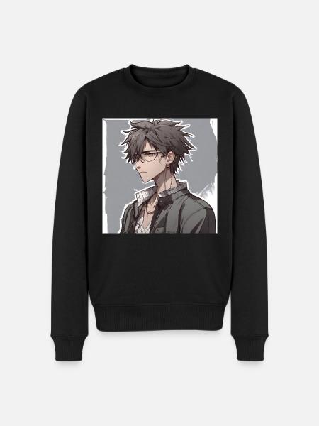 Anime niedlicher Junge - Männer Premium Bio Pullover - Schwarz
