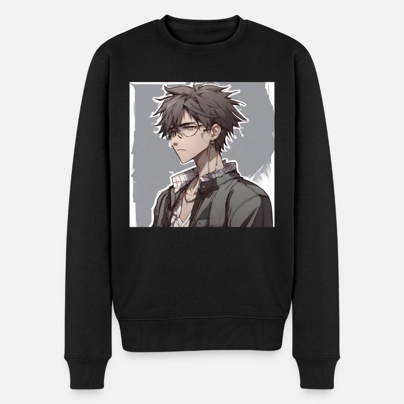 Anime niedlicher Junge - Männer Premium Bio Pullover - Schwarz