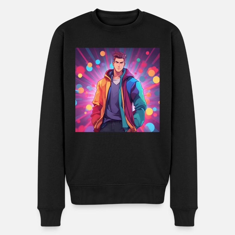 Anime boy coloré - Pull Premium bio Homme - noir