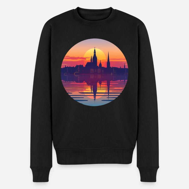 Rostock Skyline - Männer Premium Bio Pullover - Schwarz
