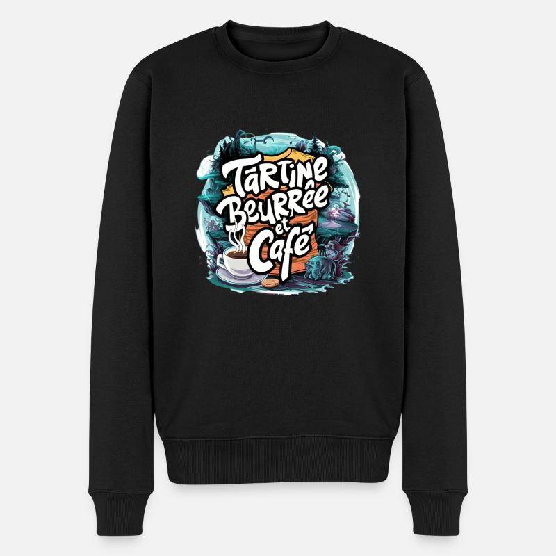tartine beurrée et café - Pull Premium bio Homme - noir