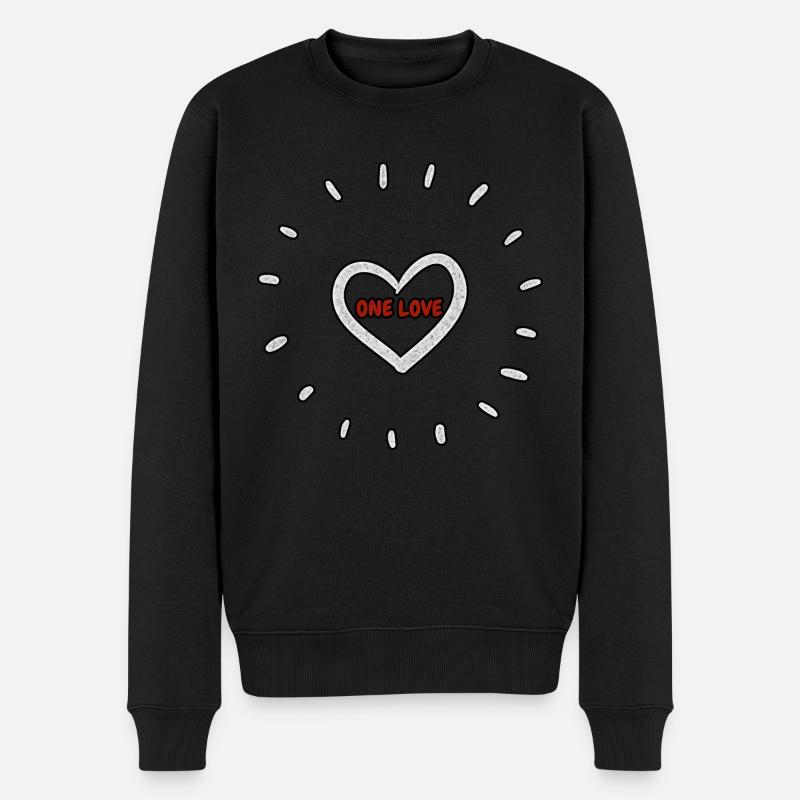 One Love Heart - Männer Premium Bio Pullover - Schwarz