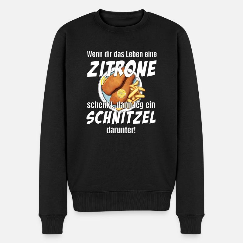 Schnitzel und Zitrone - Männer Premium Bio Pullover - Schwarz