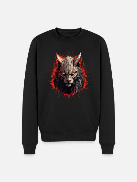 Wolfsblick der Durchdringung - Männer Premium Bio Pullover - Schwarz