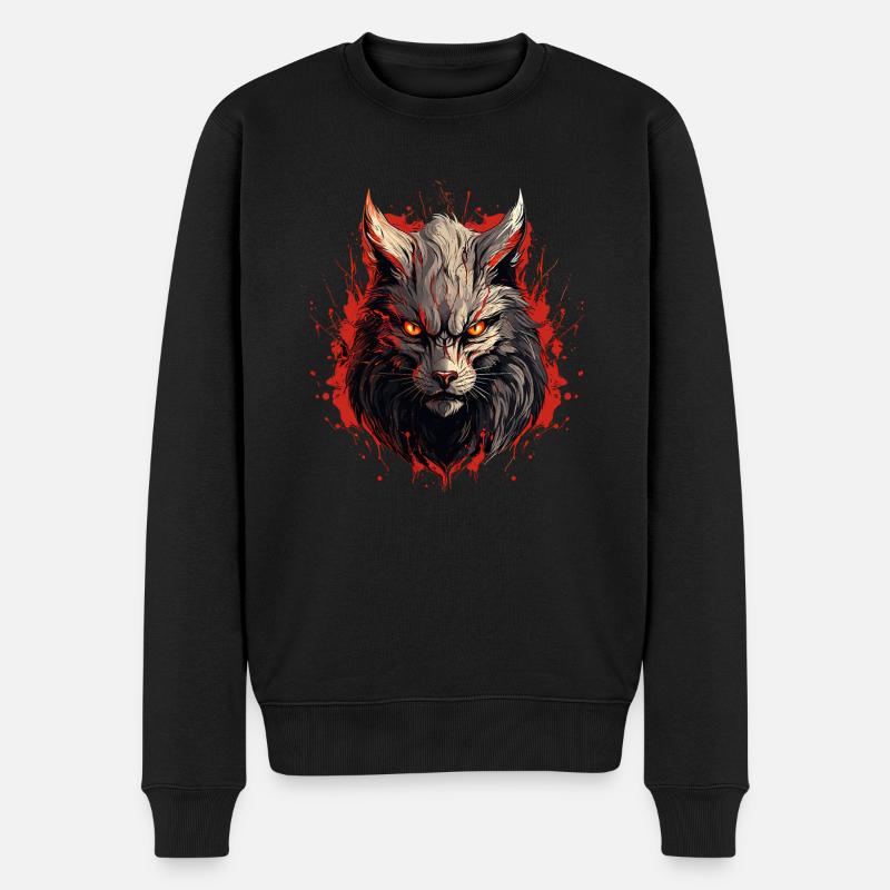 Wolfsblick der Durchdringung - Männer Premium Bio Pullover - Schwarz
