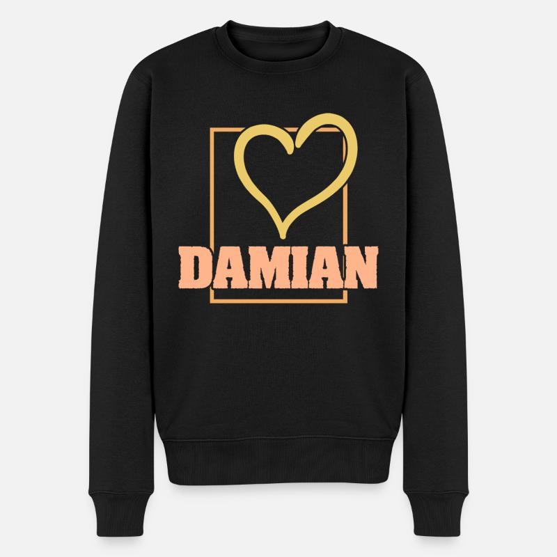 Herz Damian - Männer Premium Bio Pullover - Schwarz