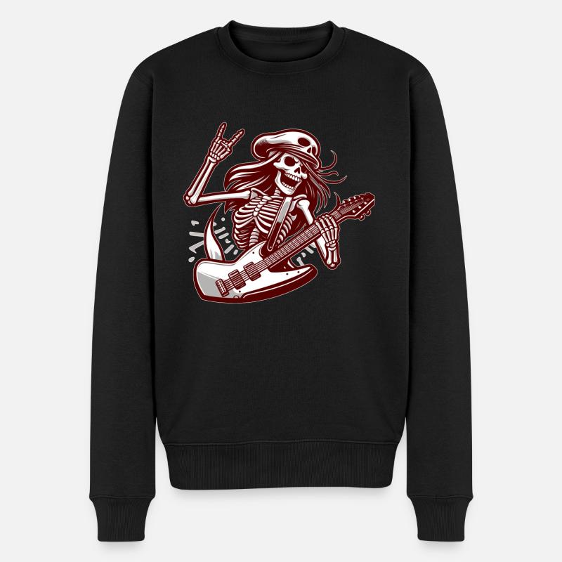Rockerin und Gitarristin - Männer Premium Bio Pullover - Schwarz