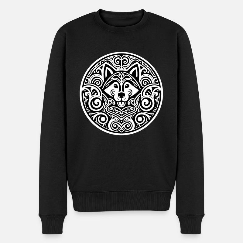 chien art tribal - Pull Premium bio Homme - noir