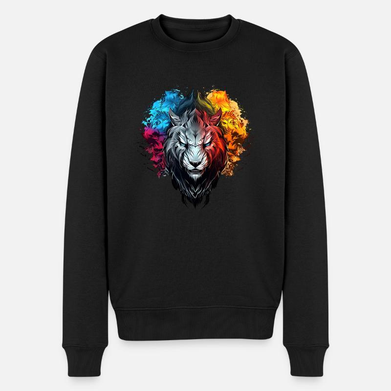 Löwen Königspower - Männer Premium Bio Pullover - Schwarz