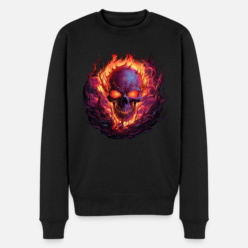 Flammenschädel der Ewigkeit - Männer Premium Bio Pullover - Schwarz