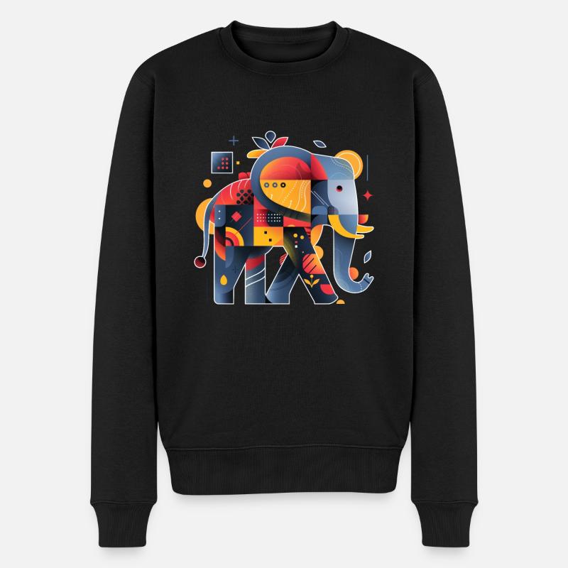 Elefant | abstraktes Kunstwerk - Männer Premium Bio Pullover - Schwarz
