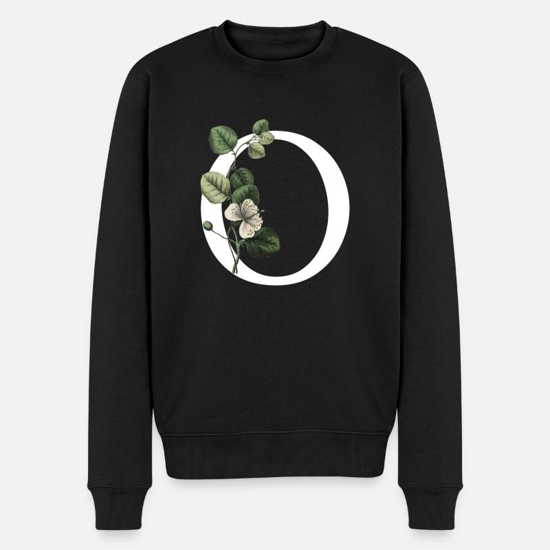 lettre o botanique vert - Pull Premium bio Homme - noir