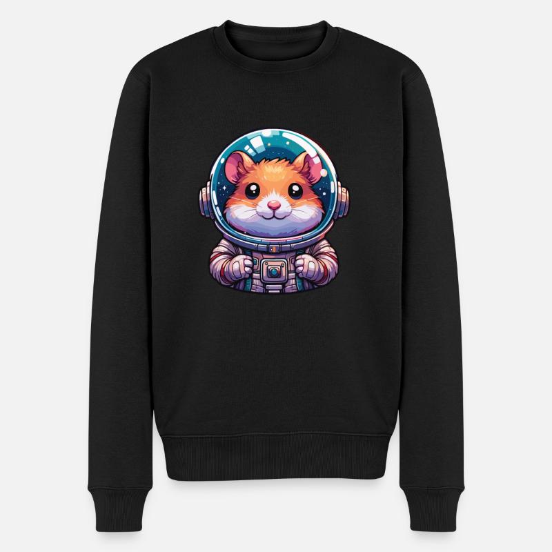 Hamster-Astronaut - Männer Premium Bio Pullover - Schwarz