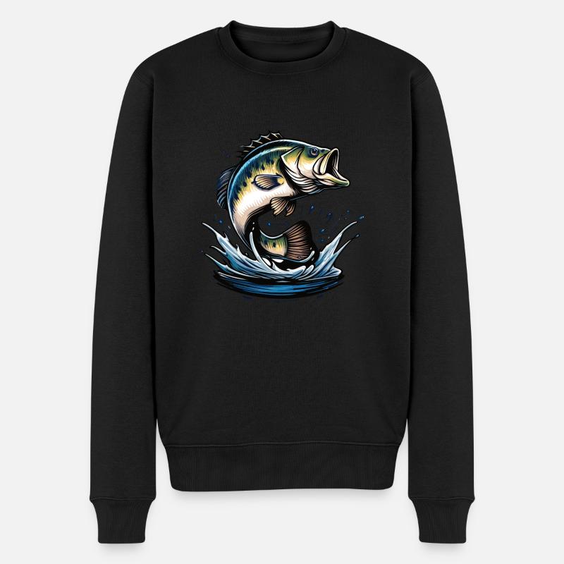 Springender Bass Fisch - Männer Premium Bio Pullover - Schwarz