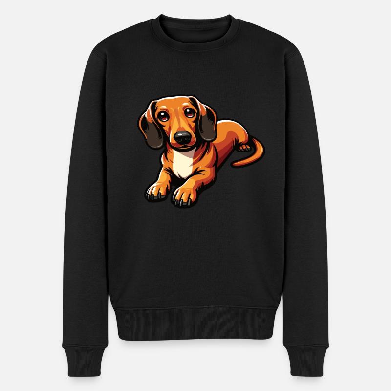 Dackel Hund - Männer Premium Bio Pullover - Schwarz
