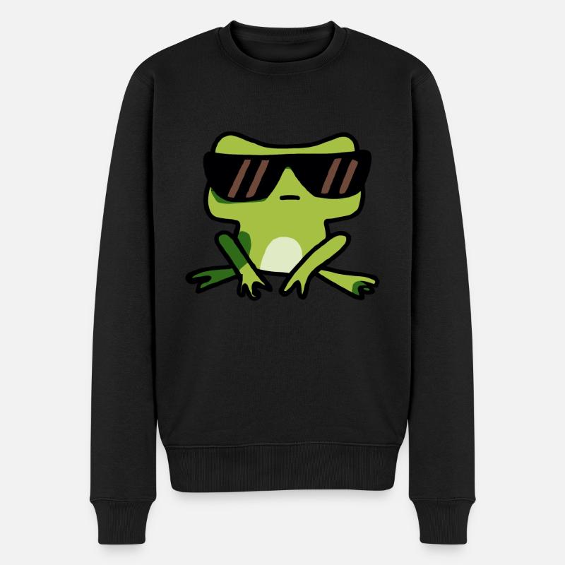 Frosch mit Sonnenbrille - Männer Premium Bio Pullover - Schwarz
