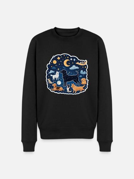 Chiens sous les étoiles - Pull Premium bio Homme - noir