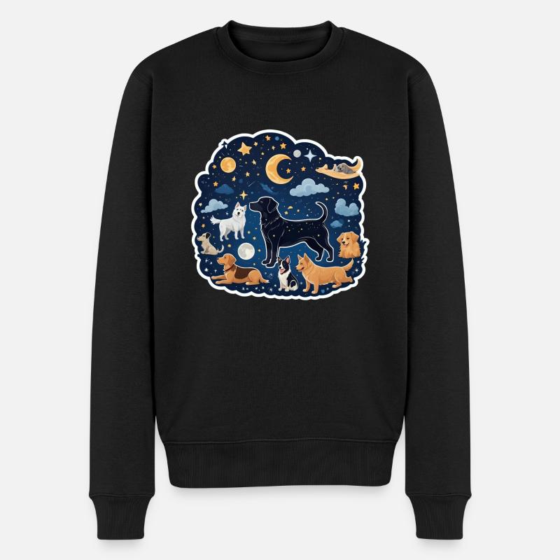 Hunde unter den Sternen - Männer Premium Bio Pullover - Schwarz