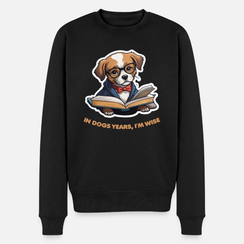 Hunde-Weisheit - Männer Premium Bio Pullover - Schwarz