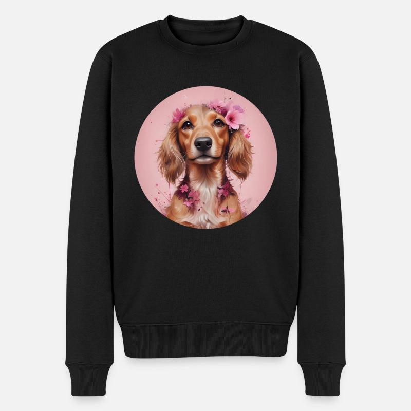 Rosa Dackel - Männer Premium Bio Pullover - Schwarz