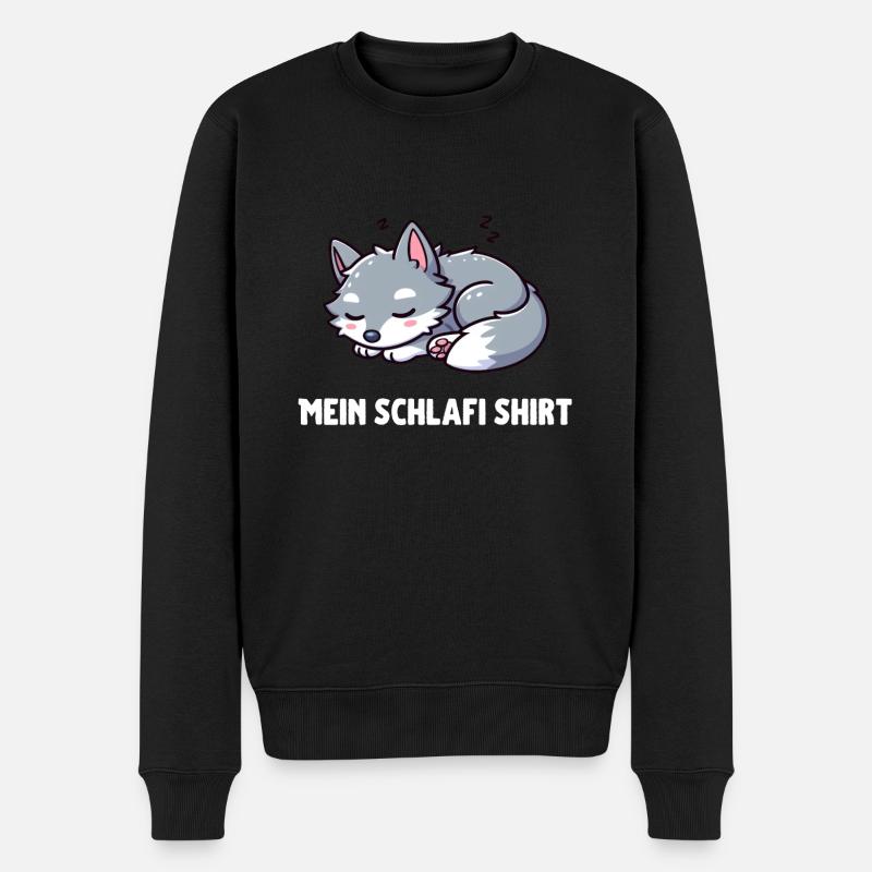 Cute Little Sleeping Wolf - Men's Premium Organic Jumper - black