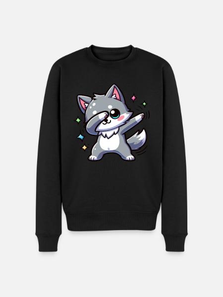 Cute little wolf - Men's Premium Organic Jumper - black