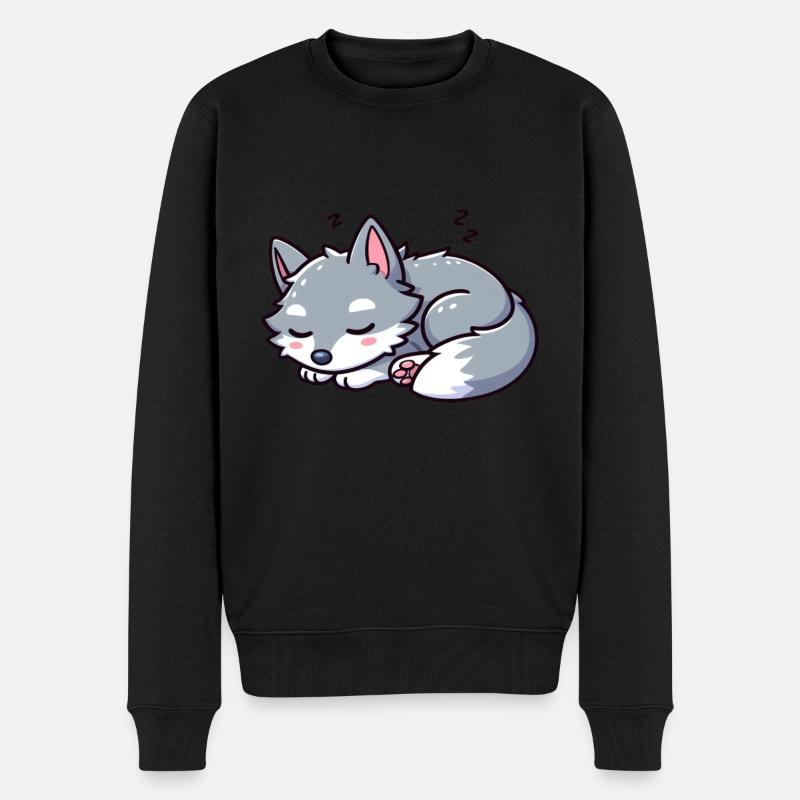 Süßer kleiner Kinder Wolf - Männer Premium Bio Pullover - Schwarz