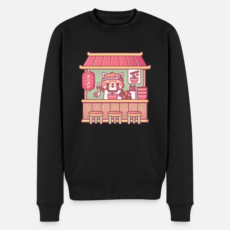 Niedlicher Red Panda Ramen Shop - Männer Premium Bio Pullover - Schwarz