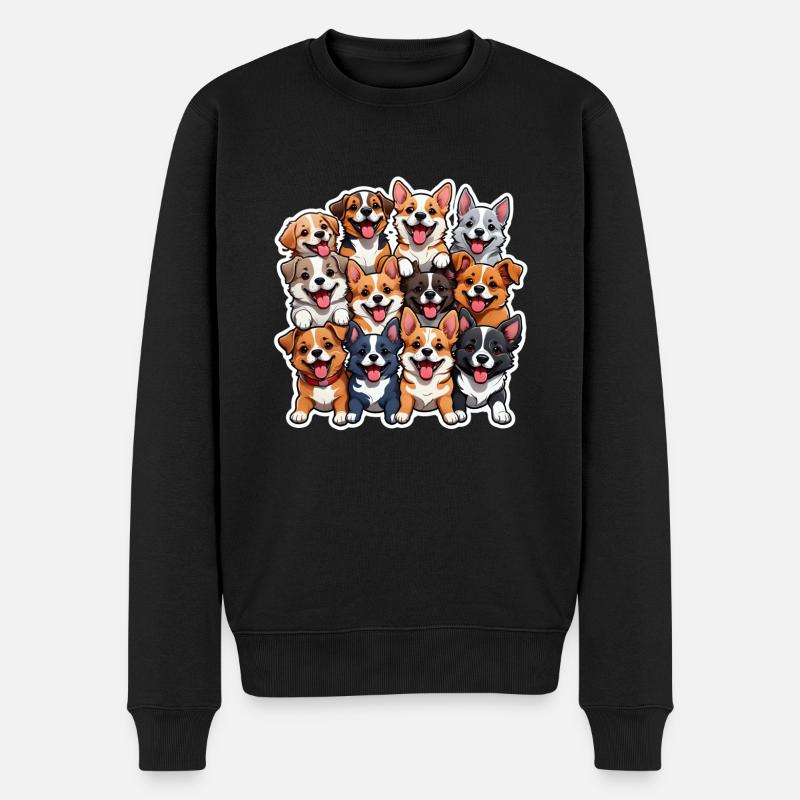 Collage de chiens heureux - Pull Premium bio Homme - noir