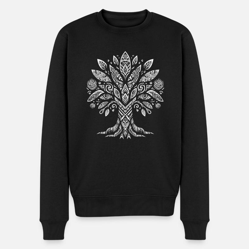 Yggdrasil Tribal Baum - Männer Premium Bio Pullover - Schwarz