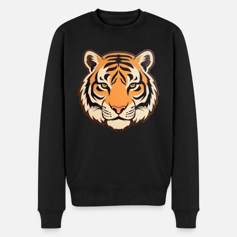 Tiger - Männer Premium Bio Pullover - Schwarz