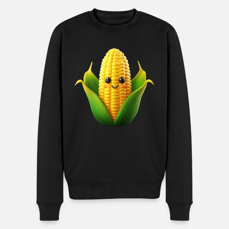 Maiskolben Mais Kawaii - Männer Premium Bio Pullover - Schwarz